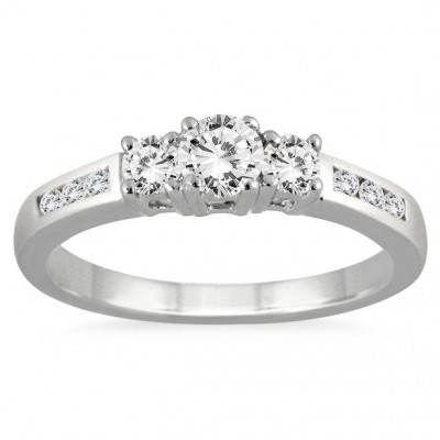 1/2 Carat Diamond Three Stone Ring in 10K White Gold