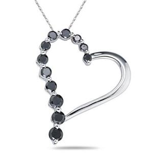 sz heart black diamond pendant