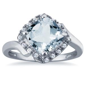 szul aquamarine cushion cut ring