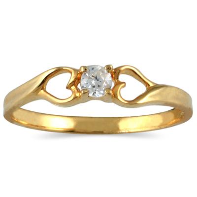 Yellow Gold Promise Ring With Heart Detail 