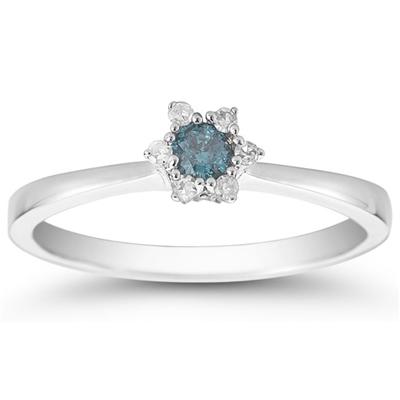 Blue and White Diamond Promise Ring