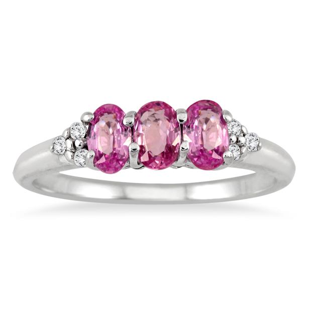 14kt. Pink Sapphire & Diamond Ring White Gold