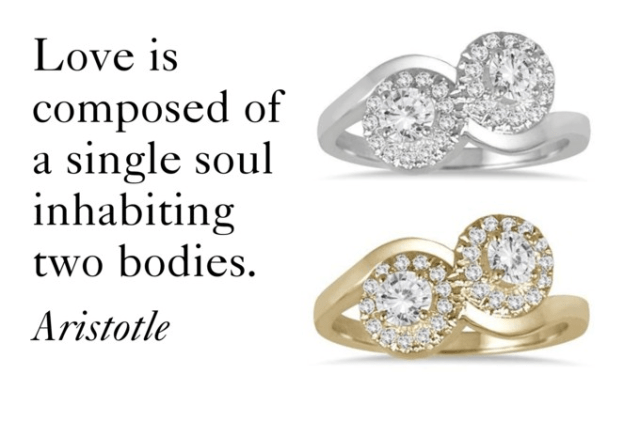 3/4 CARAT TWO STONE HALO DIAMOND RING IN 10K WHITE GOLD